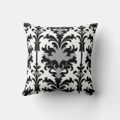 Black White and Grey Floral Damask style Kussen (Achterkant)