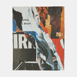Black white and orange abstract painting fleece deken
