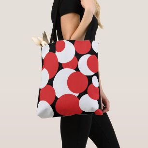 Black, White and Red Polka Dots Tote Bag