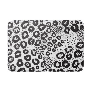 Black White Animal Print Snow Leopard Cheetah Badmat