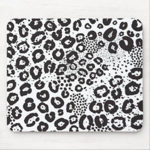 Black White Animal Print Snow Leopard Cheetah Muismat