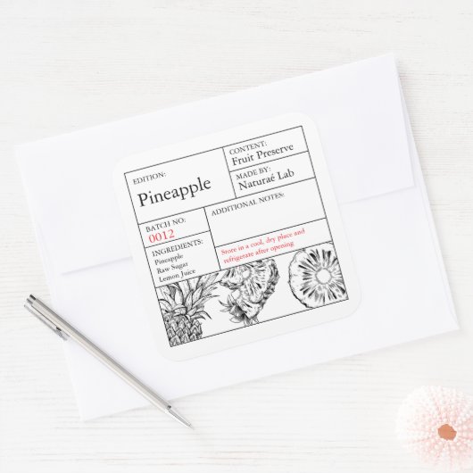 Black & White Apothecary Pineapple label (Envelop)