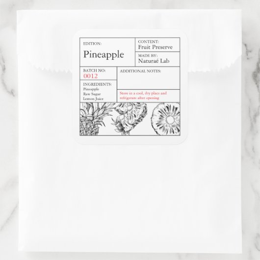 Black & White Apothecary Pineapple label (Tas)