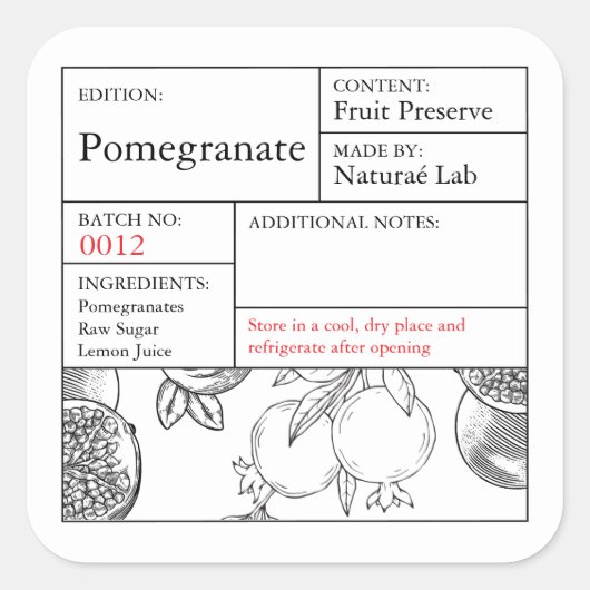 Black & White Apothecary Pomegranate label (Voorkant)