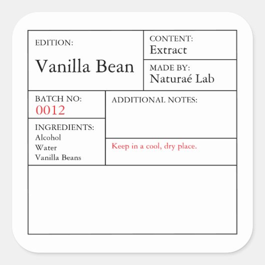 Black & White Apothecary Vanilla label (Voorkant)
