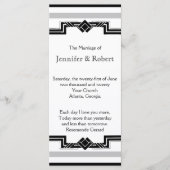 Black White Argent Art Déco Programme de mariage c (Devant)