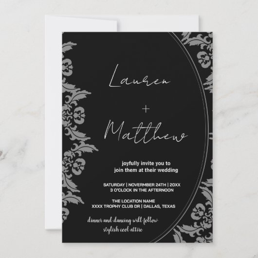 Black White Art Wedding Invitations (Devant)