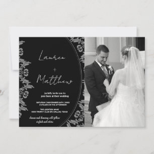 Black White Art Wedding Invitations avec photo