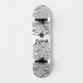 Black White Artsy Cool Abstracte Art Skateboard (Voorkant)