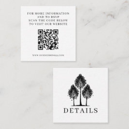 Black & White Aspen Tree Wedding QR Informatiekaartje