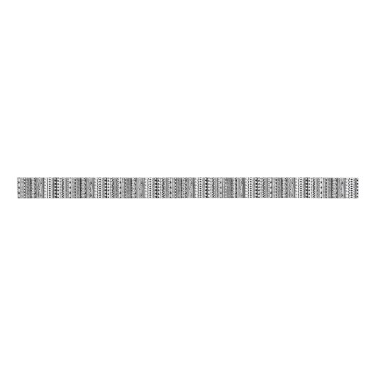 Black White Aztec Tribal Print Geometric Pattern Grosgrain Lint (Voorkant)