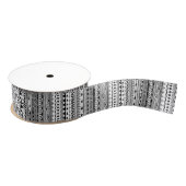 Black White Aztec Tribal Print Geometric Pattern Grosgrain Lint (Spoel)