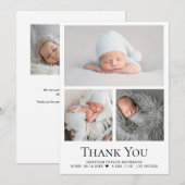 Black White Baby Boy Photo Grid Merci (Devant / Derrière)