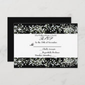 Black & White Baby Respire Floral carte RSVP (Devant / Derrière)