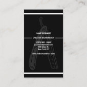 Black White Barber Shop Razor Visitekaartje (Achterkant)