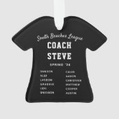 Black & White Baseball Coach Team Jersey Ornament (achterkant)