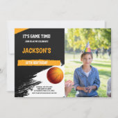 Black & White Basketbal Uitnodigingen met Foto (Voorkant)