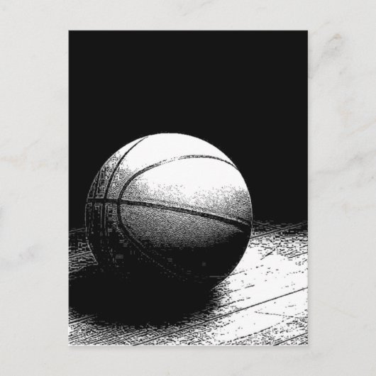 Black White Basketball Art Briefkaart (Voorkant)