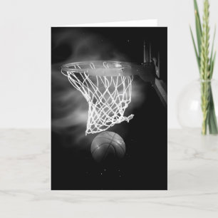 Black & White Basketball Artwork Greeting Card Kaart