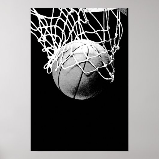 Black White Basketball Print Poster (Voorkant)
