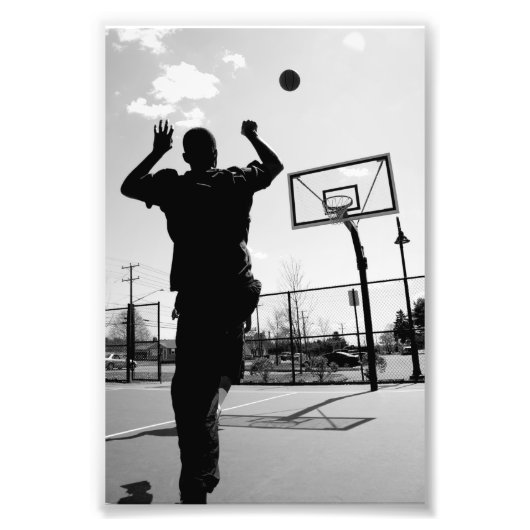 Black & White Basketball Toss Foto Afdruk (Voorkant)