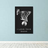 Black White Basketball Wrapped Canvas Afdruk (Insitu (Houten vloer))