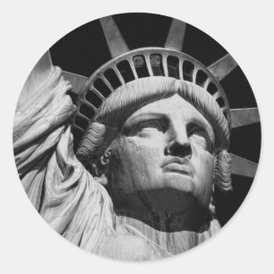 Black White beeld van Liberty New York Ronde Sticker