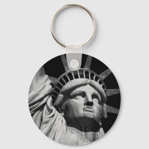 Black White beeld van Liberty New York Sleutelhanger