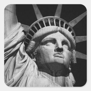 Black White beeld van Liberty New York Vierkante Sticker