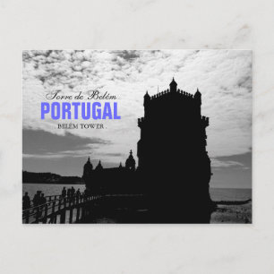 Black White Belem Tower Silhouette 2 Torre Belem Briefkaart
