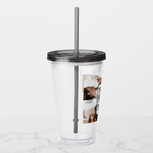 Black White Best mam Ever Custom Photo Afbeelding Acryl Drinkbeker (Rechts)