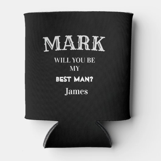 Black White Best Man Voorstel Weddenschap Aangepas Blikjeskoeler (Voorkant)