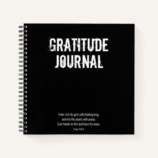 Black White Bible Verset Psalm Gratitude Journal (Devant)