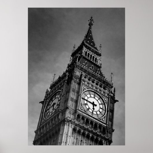 Black & White Big Ben Art-fotografie Poster (Voorkant)