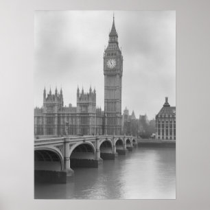 Black & White Big Ben -  bezienswaardigheid in Lon Poster
