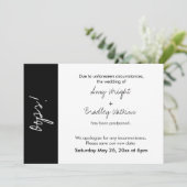 Black White Block Oops ! Carte Mariage reportée (Debout devant)