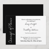 Black White Block Postponed Weddencard Kaart (Voorkant / Achterkant)