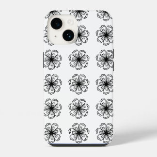 Black&White Bloemen Telefoonhoesje voor iPhone 14 Hoesje