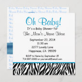 Black White Blue Bow Zebra Boy Baby shower S02 Kaart (Voorkant / Achterkant)