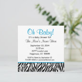 Black White Blue Bow Zebra Boy Baby shower S02 Kaart (Staand voorkant)