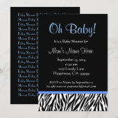 Black White Blue Zebra Print Baby shower Kaart (Voorkant / Achterkant)