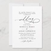 Black White Blush Elegant Script Modern Weddenscha Kaart (Voorkant)