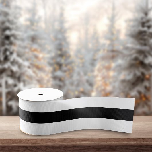 Black & White Bold Retro Stripes Christmas Grosgrain Lint