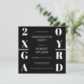 Black White Bold Typography Graduation Party Invit Kaart (Staand voorkant)