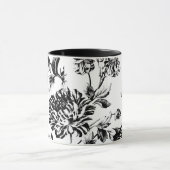 Black White  Botanical Floral Toile Mok (Midden)