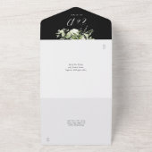 Black White Botanical Greenery Monogram Wedding All In One Uitnodiging (Buitenkant)