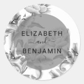 Black White Botanical Wedding Ronde Sticker (Voorkant)