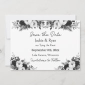 Black & White Botanical Wedding Save the Date (Devant)
