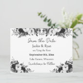 Black & White Botanical Wedding Save the Date (Debout devant)