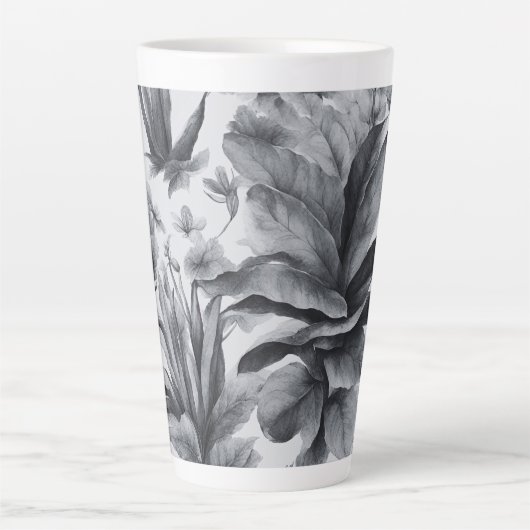  Black&White botanisch groot Latte Mok (Voorkant)